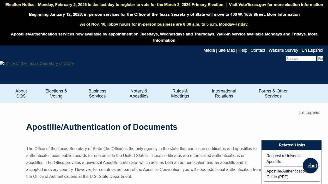 Apostille/Authentication of Documents